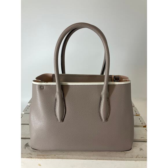 KATE SPADE GRAY PEBBLED LEAHTER WHTIE TRIM SMALL HANDBAG - Picture 5 of 16